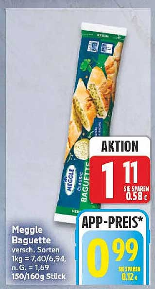 Meggle Baguette versch. Sorten 150/160g Stück