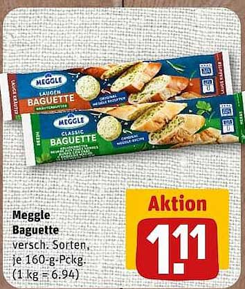 Meggle Baguette versch. Sorten, je 160-g-Pckg. (1 kg = 6.94)