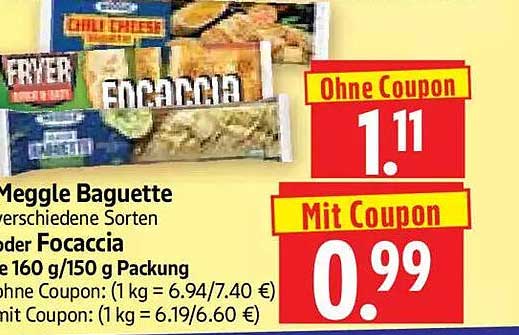 Meggle Baguette verschiedene Sorten oder Focaccia 160 g/150 g Packung