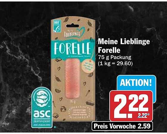 Meine Lieblinge Forelle 75 g Packung (1 kg = 29,60)
