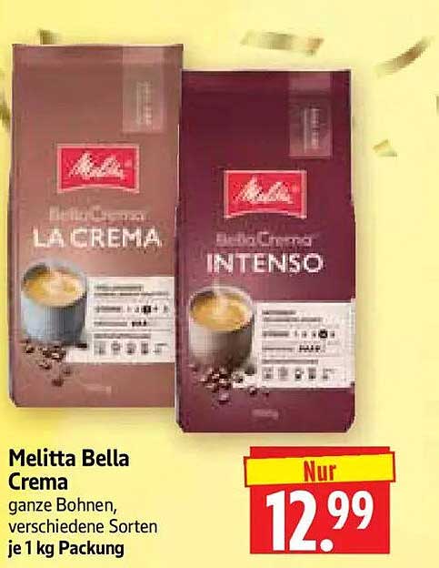 Melitta Bella Crema ganze Bohnen, verschiedene Sorten je 1 kg Packung