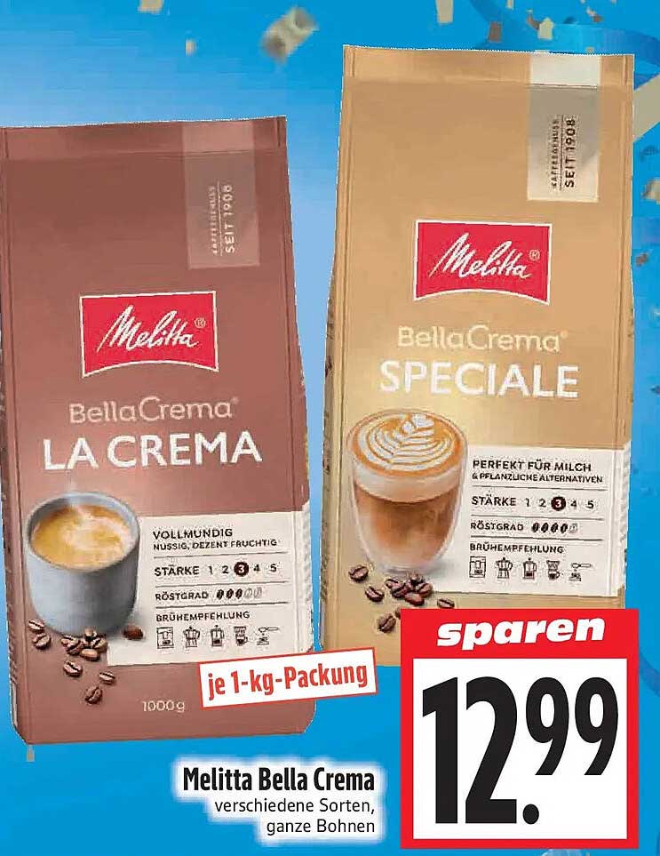 Melitta Bella Crema verschiedene Sorten, ganze Bohnen