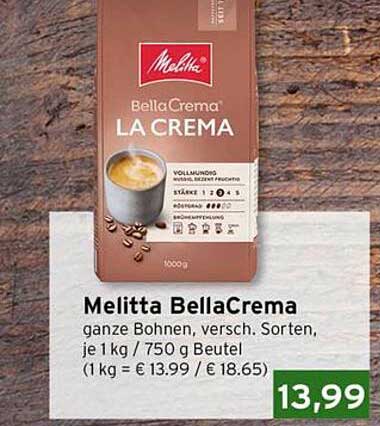Melitta BellaCrema ganze Bohnen, versch. Sorten, je 1 kg / 750 g Beutel