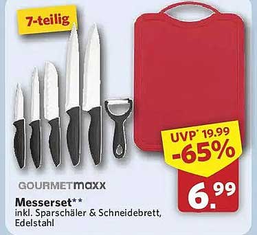 Messerset** inkl. Sparschäler & Schneidebrett, Edelstahl