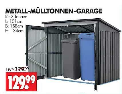METALL-MÜLLTONNEN-GARAGE für 2 Tonnen