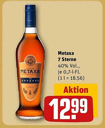 Metaxa 7 Sterne 40% Vol., je 0,7-l-Fl. (1 l = 18.56)