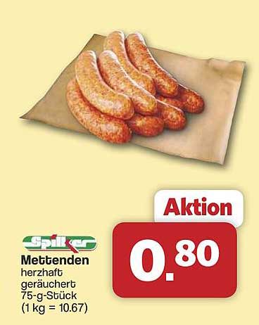Mettenden herzhaft geräuchert 75-g-Stück (1 kg = 10.67)
