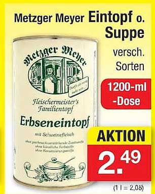 Metzger Meyer Eintopf o. Suppe versch. Sorten 1200-ml-Dose