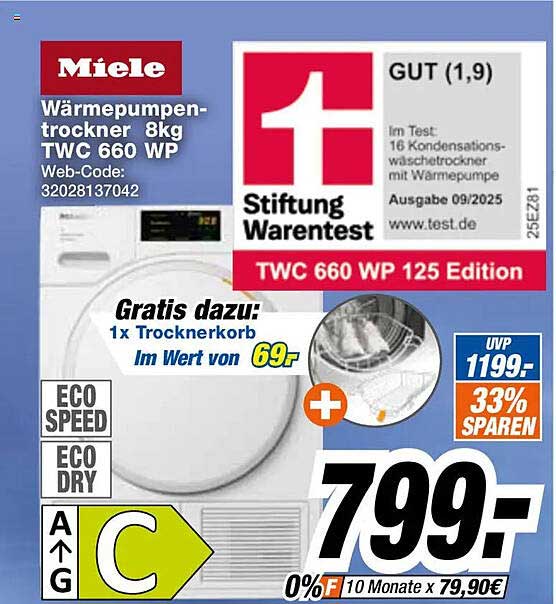 Miele Wärmepumpentrockner 8kg TWC 660 WP