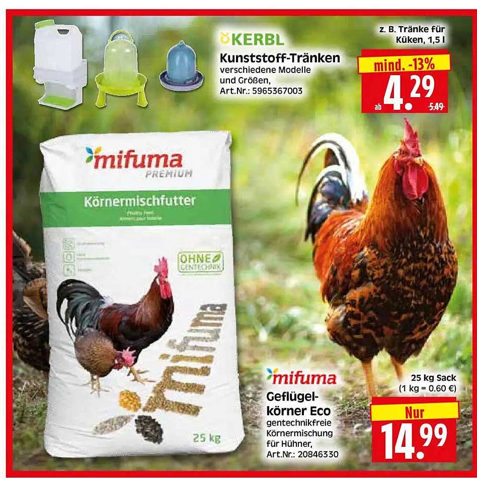 mifuma Geflügelkörner Eco gentechnikfreie Körnermischung für Hühner, Art.Nr.: 20846330