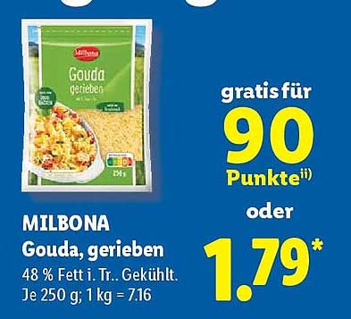 MILBONA Gouda, gerieben