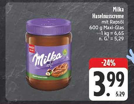 Milka Haselnusscreme mit Rapsöl 600 g Maxi-Glas