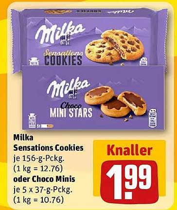 Milka Sensations Cookies je 156-g-Pckg. (1 kg = 12,76) oder Choco Minis je 5 x 37-g-Pckg. (1 kg = 10,76)