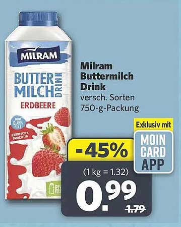 Milram Buttermilch Drink versch. Sorten 750-g-Packung