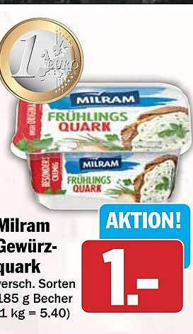 Milram Gewürz- quark versch. Sorten 185 g Becher (1 kg = 5.40)