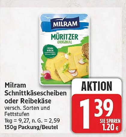 Milram Schnittkäsescheiben oder Reibekäse