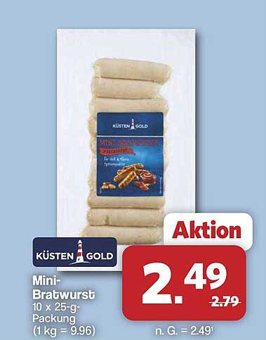 Mini-Bratwurst 10 x 25-g-Packung (1 kg = 9.96)