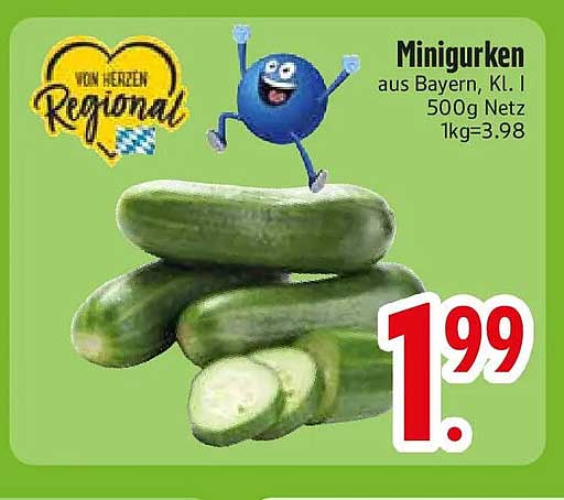 Minigurken aus Bayern, Kl. I 500g Netz 1kg=3.98