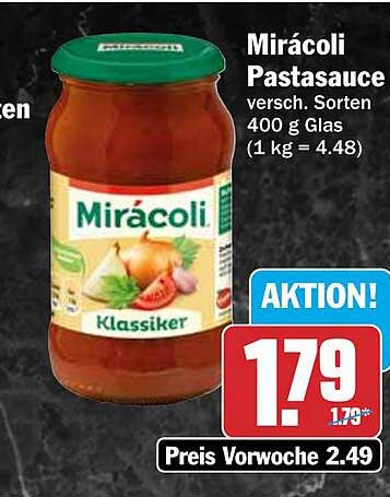 Mirácoli Pastasauce versch. Sorten 400 g Glas (1 kg = 4.48)