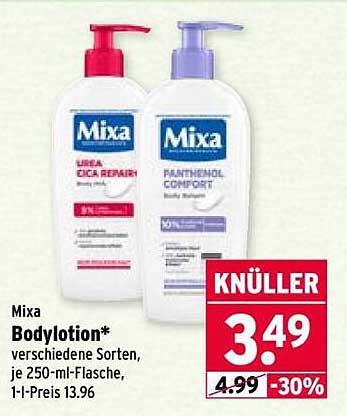Mixa Bodylotion* verschiedene Sorten, je 250-ml-Flasche, 1-L-Preis 13.96