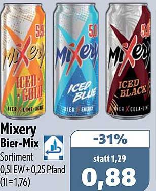 Mixery Bier-Mix Sortiment 0,5l EW + 0,25 Pfand (1l = 1,76)