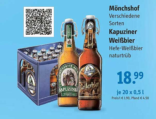 Mönchshof Verschiedene Sorten Kapuziner Weißbier Hefe-Weißbier naturtrüb