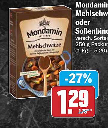 Mondamin Mehlschwitze oder Soßenbinder versch. Sorten 250 g Packung