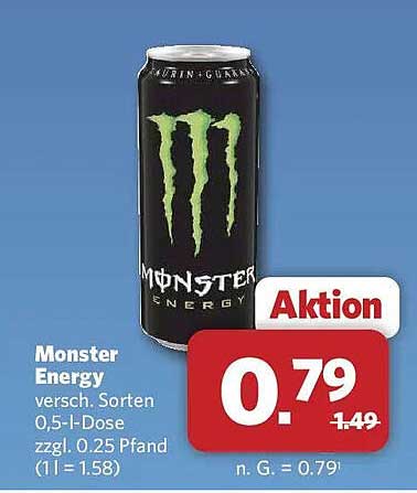 Monster Energy versch. Sorten 0,5-l-Dose zzgl. 0.25 Pfand (1l = 1.58)