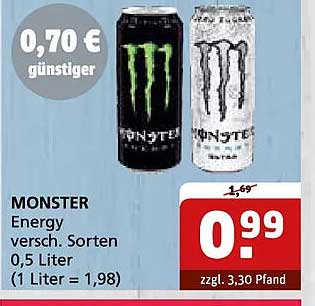 MONSTER Energy versch. Sorten 0,5 Liter (1 Liter = 1,98)