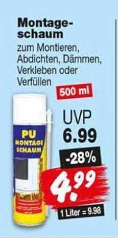 Montage-schaum zum Montieren, Abdichten, Dämmen, Verkleben oder Verfüllen