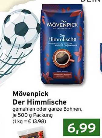 Mövenpick Der Himmlische gemahlen oder ganze Bohnen, je 500 g Packung