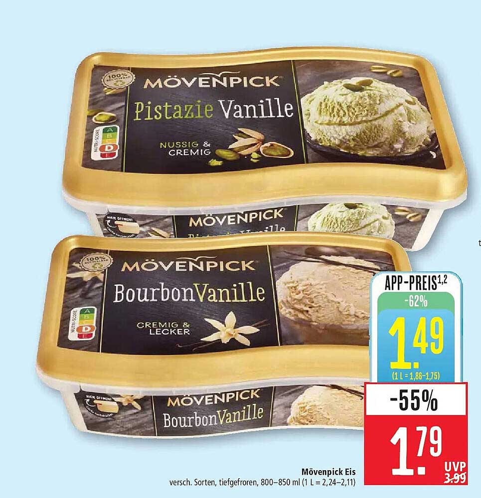Mövenpick Eis versch. Sorten, tiefgefroren, 800–850 ml