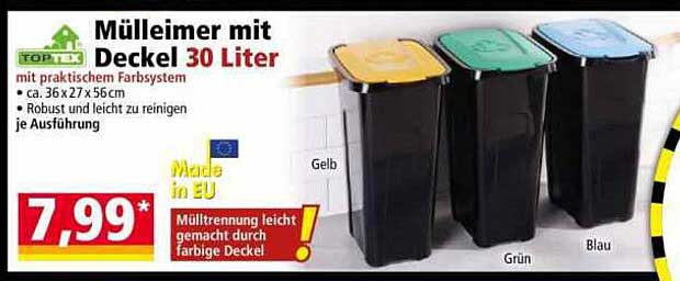 Mülleimer mit Deckel 30 Liter