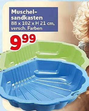 Muschel-sandkasten 88 x 102 x H 21 cm, versch. Farben