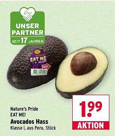 Nature's Pride EAT ME! Avocados Hass Klasse I, aus Peru, Stück