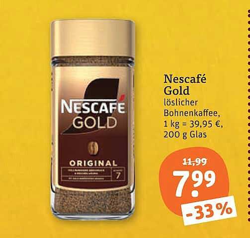 Nescafé Gold löslicher Bohnenkaffee, 1 kg = 39,95 €, 200 g Glas