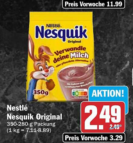Nestlé Nesquik Original 350-280 g Packung (1 kg = 7.11-8.89)