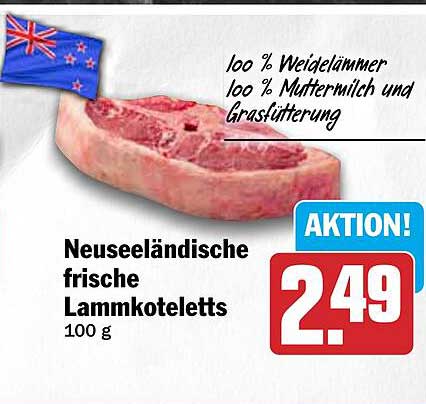 Neuseeländische frische Lammkoteletts 100 g