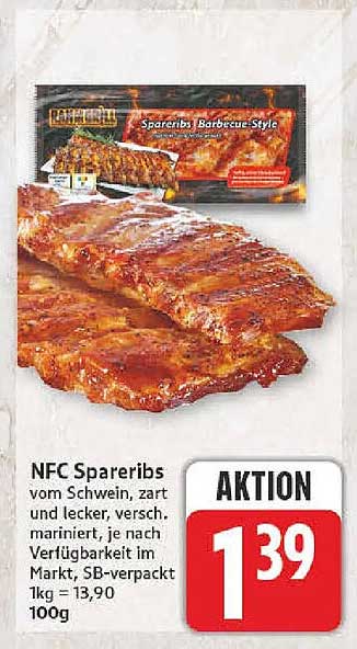 NFC Spareribs vom Schwein, zart und lecker, versch. mariniert, je nach Verfügbarkeit im Markt, SB-verpackt 1kg = 13,90 100g