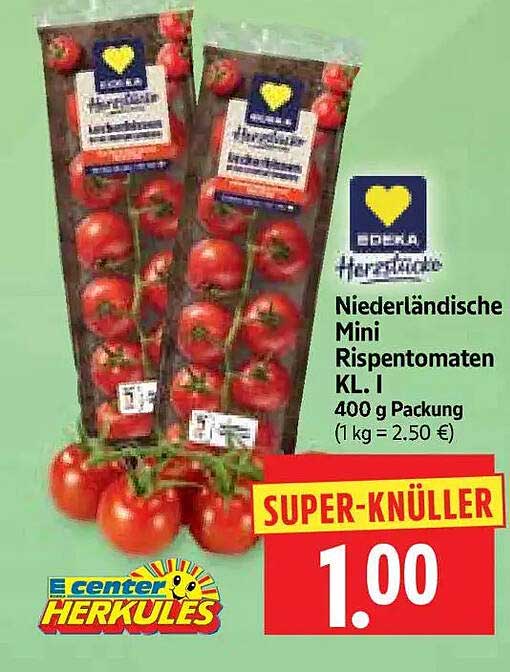 Niederländische Mini Rispentomaten Kl. I 400 g Packung