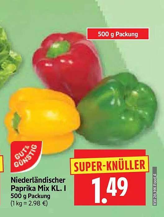 Niederländischer Paprika Mix KL. I 500 g Packung