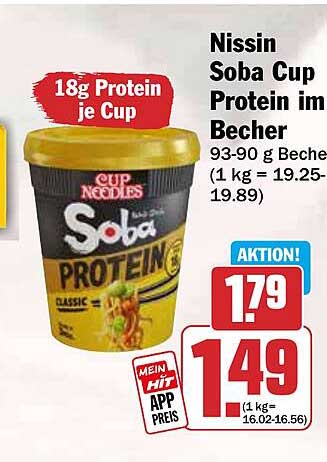 Nissin Soba Cup Protein im Becher