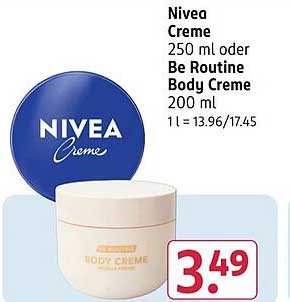 Nivea Creme 250 ml oder Be Routine Body Creme 200 ml