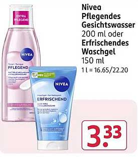 Nivea Pflegendes Gesichtswasser 200 ml oder Erfrischendes Waschgel 150 ml