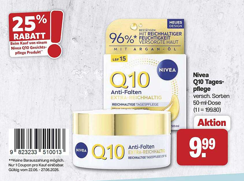 Nivea Q10 Tagespflege versch. Sorten 50-ml-Dose (1 l = 199.80)