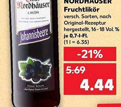 NORDHÄUSER Fruchtlikör versch. Sorten, nach Original-Rezeptur hergestellt, 16 - 18 Vol. % je 0,7-l-Fl.