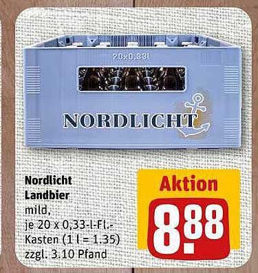 Nordlicht Landbier mild, je 20 x 0,33-L-Ft.-Kasten (1 l = 1,35) zzgl. 3,10 Pfand