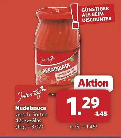 Nudelsauce versch. Sorten 420-g-Glas (1 kg = 3.07)