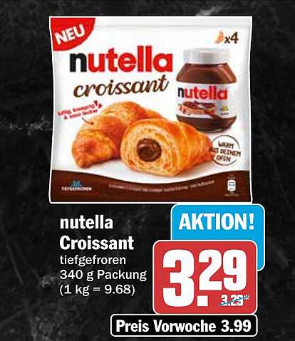 nutella Croissant tiefgefroren 340 g Packung (1 kg = 9.68)