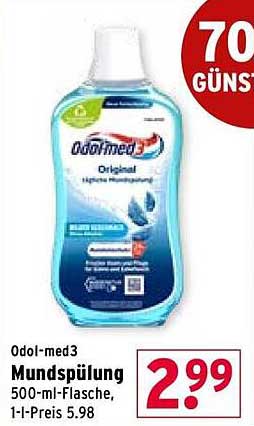 Odol-med3 Mundspülung 500-ml-Flasche, 1-l-Preis 5.98